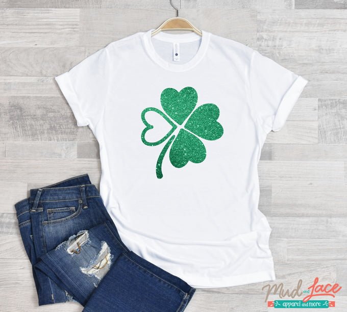 Four-Leaf Heart-shaped Clover Short Sleeve Shirt - Mud and Lace Apparel