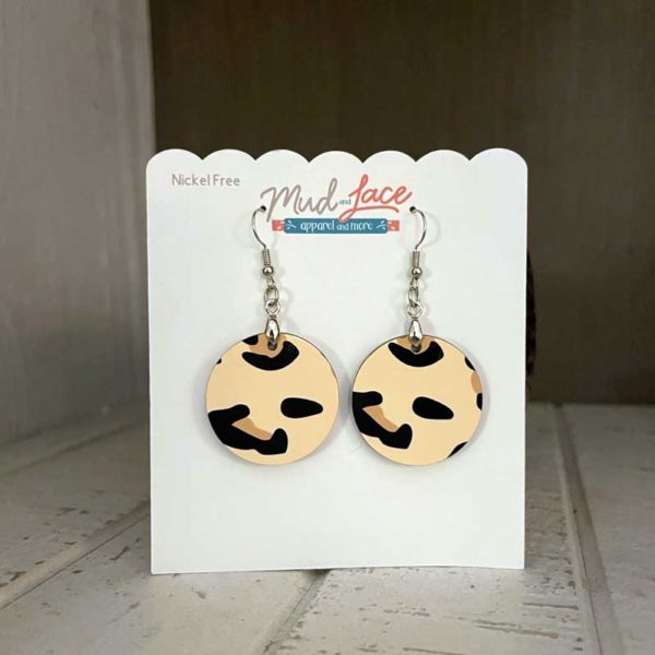 Tan & Black Leopard Circle Earrings