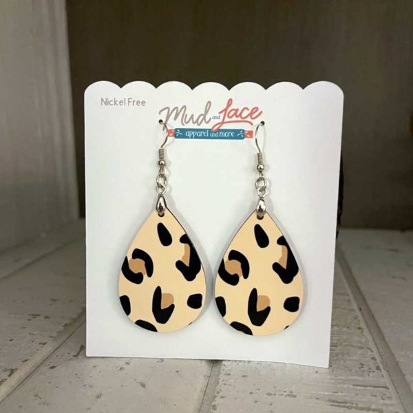 Tan & Black Leopard Teardrop Earrings